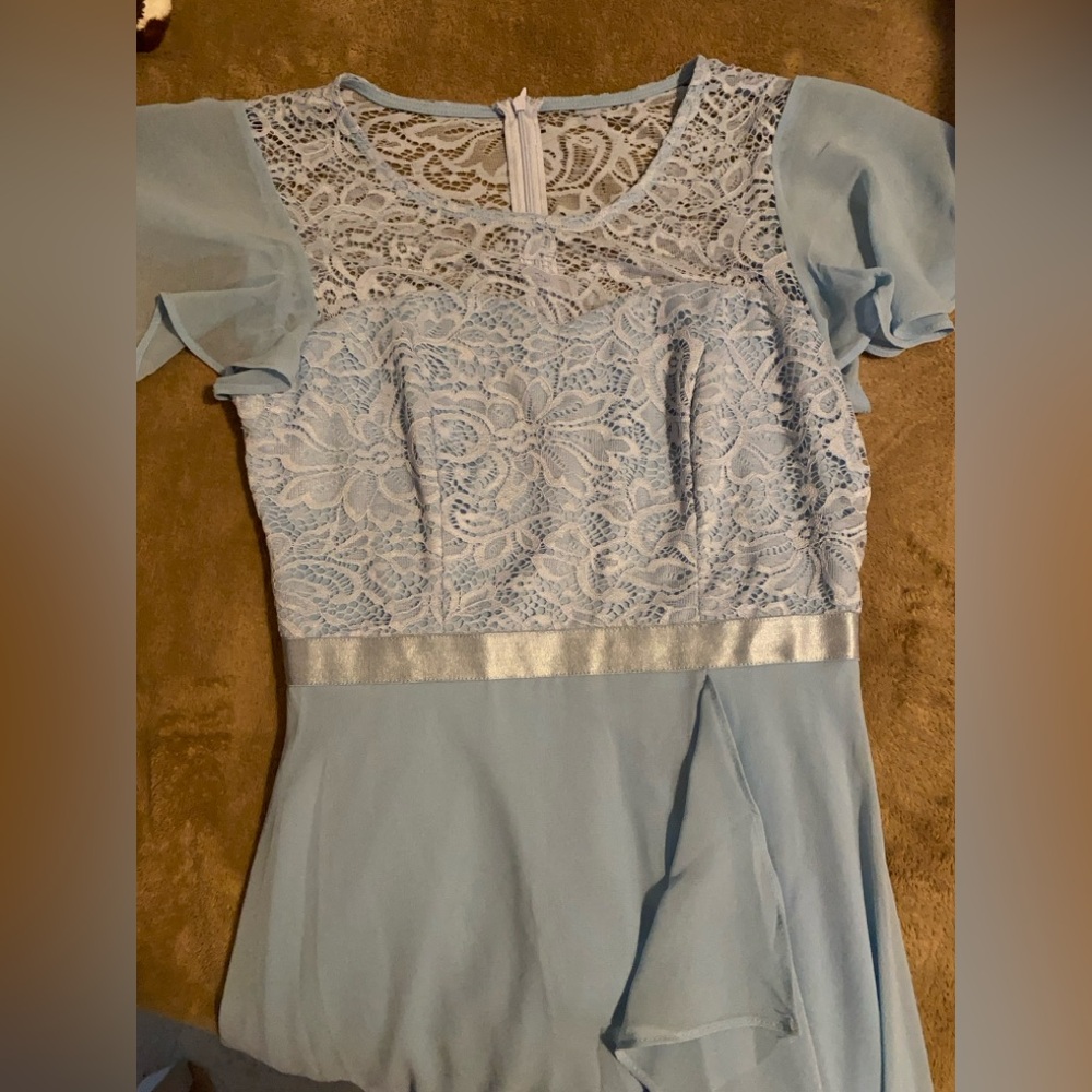 Elegant Blue Lace Maxi Dress